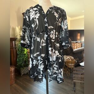 Floral Sheer Black Kimono Size XL
